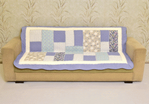 Classy Contemporary Floral Border Checks Patterned Blue Quilted Sofa Cover/ Sujni - Image 6
