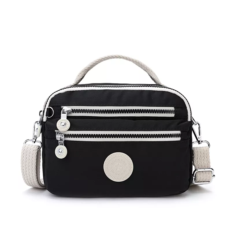 8642 (3) Mindesa Nylon Bag Handbag Crossbody Bag No. 8642 Black - Image 1