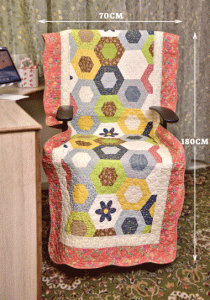 Multicolored Hexagon design Pink Sujni/Chair cover - Image 2