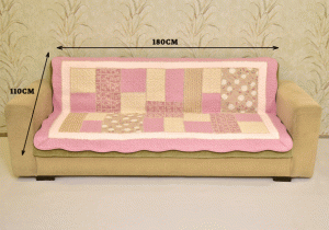 Classy Contemporary Floral Border Checks Patterned light Pink Quilted Sofa Cover/ Sujni - Image 8