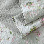 King Size Quilt Set, 3-Piece Lightweight Soft Patchwork Bedspread Coverlet (104x90 inches) Plaid Bedding Set with Pillow Shams, Gray Green Plaid Floral - Image 2