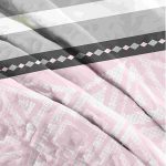 King Size Quilt Set, 3-Piece Lightweight Soft Bedspread Coverlet (104x90 in) with 2 Pillow Shams (20x36 in) for All Season,Pink & Grey Stripes - Image 3