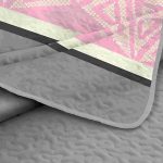 King Size Quilt Set, 3-Piece Lightweight Soft Bedspread Coverlet (104x90 in) with 2 Pillow Shams (20x36 in) for All Season,Pink & Grey Stripes - Image 2