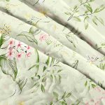 King Size Quilt Set, 3-Piece Lightweight Soft Bedspread Coverlet (104x90 in) with 2 Pillow Shams (20x36 in) for All Season, Light green with leaf - Image 2