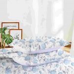 King Size Quilt Set, 3-Piece Lightweight Soft Bedspread Coverlet (104x90 in) with 2 Pillow Shams (20x36 in) for All Season, white with light blue - Image 4
