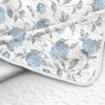 King Size Quilt Set, 3-Piece Lightweight Soft Bedspread Coverlet (104x90 in) with 2 Pillow Shams (20x36 in) for All Season, white with light blue - Image 2