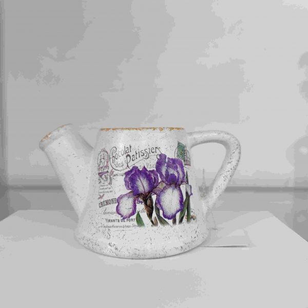 Vintage Floral Ceramic Watering Can Planter-B