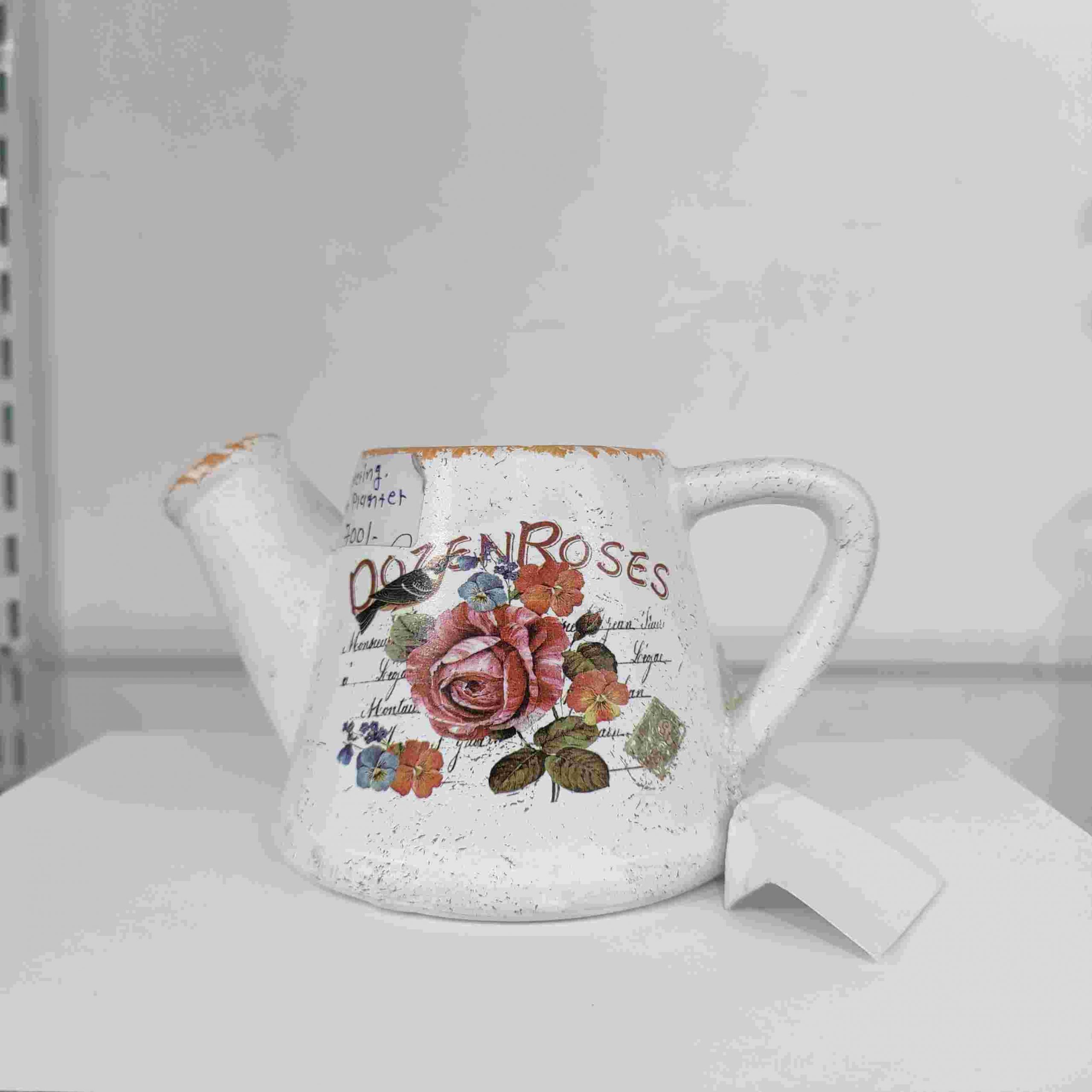 IMG20260212173626 Vintage Floral Ceramic Watering Can Planter-D - Image 1