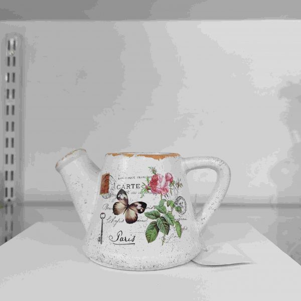 Vintage Floral Ceramic Watering Can Planter-C