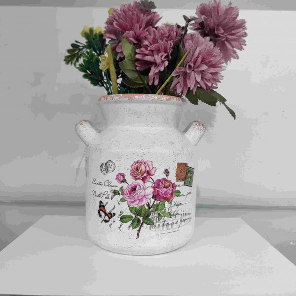 Vintage Floral Ceramic Can Vase-B