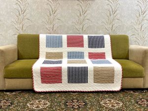 Classy Contemporary Patterned Checkered Red Quilted Sofa Cover/ Sujni