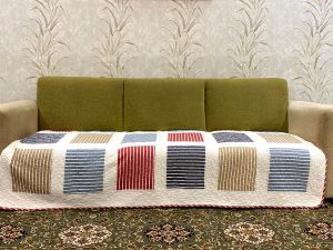 Classy Contemporary Patterned Checkered Red Quilted Sofa Cover/ Sujni - Image 4