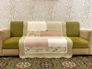 Classy Contemporary Floral Light Brown Quilted Sofa Cover/ Sujni - 136