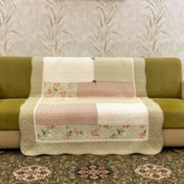 Classy Contemporary Floral Light Brown Quilted Sofa Cover/ Sujni - 136