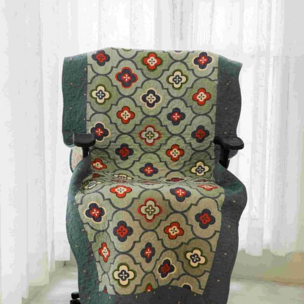 Peacock blue abstract quilted chair sujni