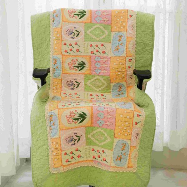 Pastel green and pink flower quilted chair sujnis