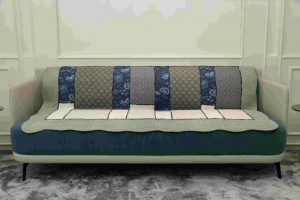 Sage green patterned quilted sofa sujni - Image 3