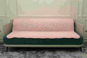 Baby pink with daisy quilted sofa sujni - Image 3