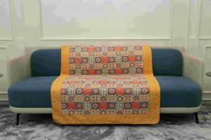 Yellow abstract quilted sofa sujni