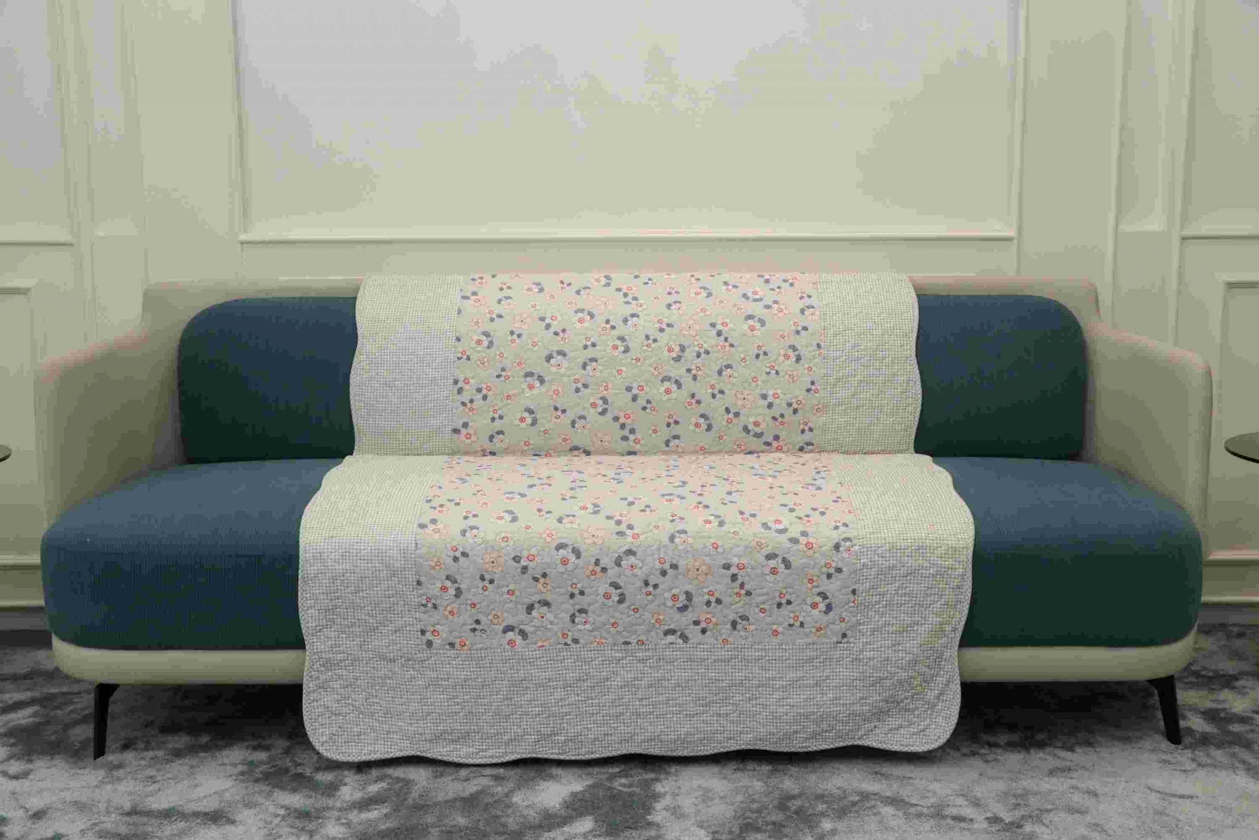 IMG_8775 copy Grey with daisy quilted sofa sujni - Image 1