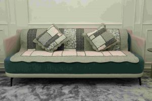 Patterned shades of grey quilted sofa sujni - Image 2