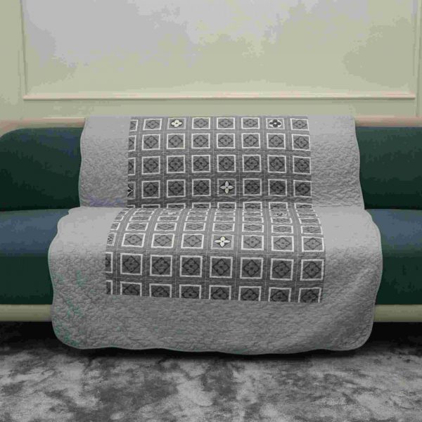 Blue check square sofa sujni