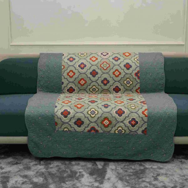 Peacock blue abstract quilted sofa sujni