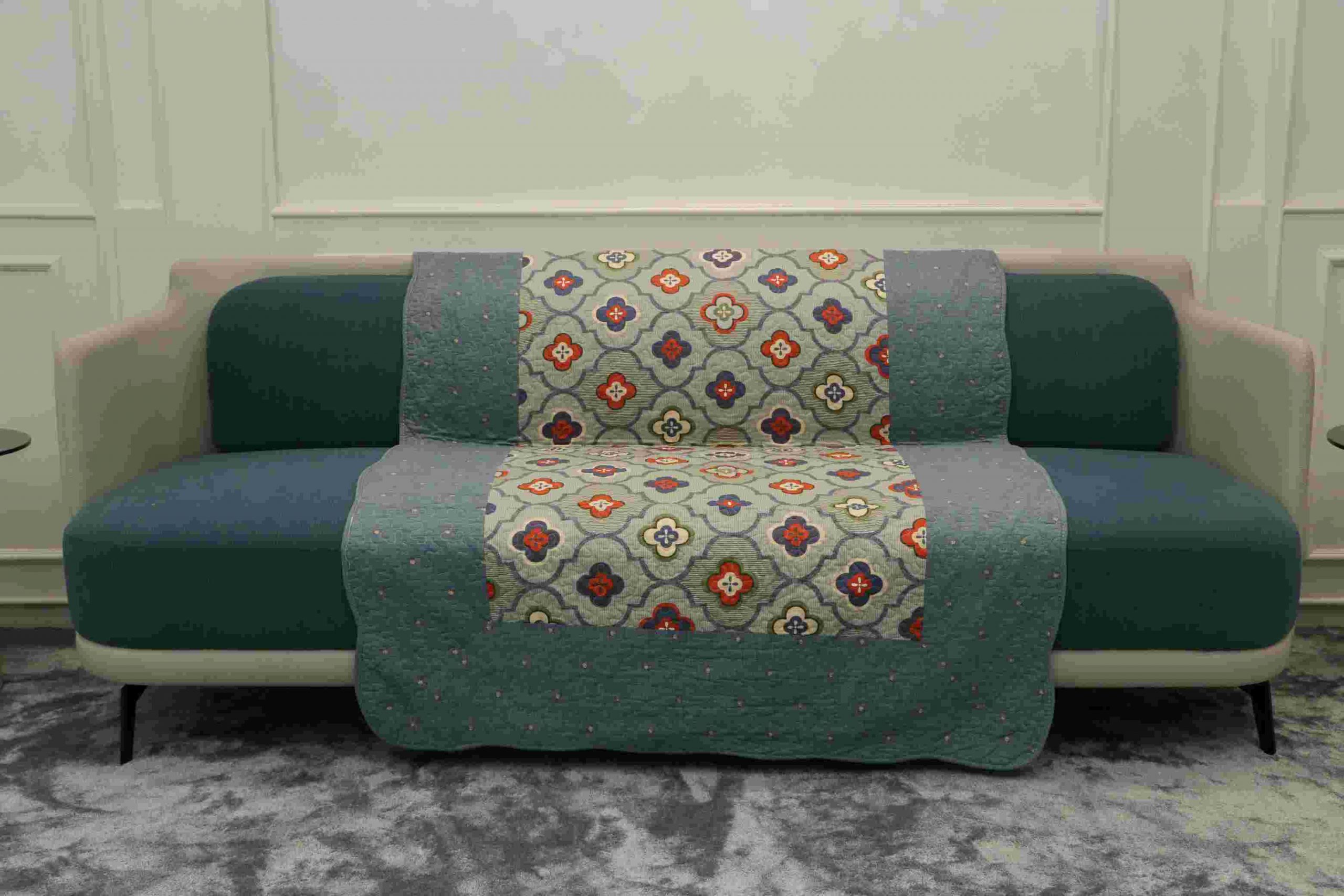 IMG_8798 copy Peacock blue abstract quilted sofa sujni - Image 1