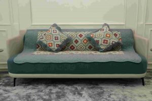 Peacock blue abstract quilted sofa sujni - Image 2