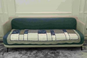 Sage green patterned quilted�chair sujni - Image 2