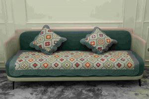 Peacock blue abstract quilted chair sujni - Image 3
