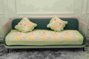 Pastel green and pink flower quilted chair sujnis - Image 2